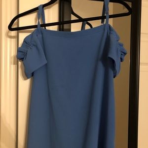 loose sky blue off the shoulder top